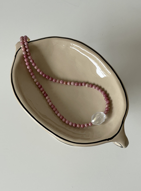 Ojala原创设计粉色蔷薇天然石新中式项链国风饰品女高级感礼物