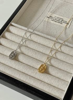 Ojala春夏款浮雕郁金香项链博主同款银色金色简约法式原创设计