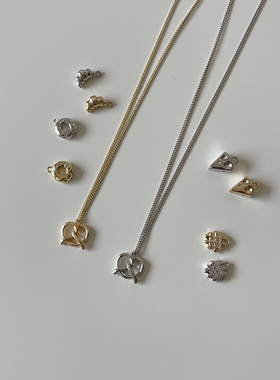 可爱食物项链耳环面包牛角包欧包芝士碱水结甜甜圈华夫饼套装