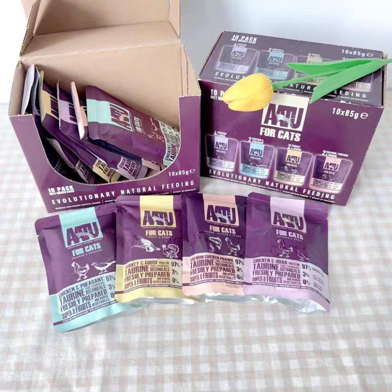 10包原盒临期特惠英国AATU无谷主食餐包鲜肉适口好美毛高蛋白85g,宠物/宠物食品及用品,猫全价湿粮/主食罐,淘宝优惠券,粉丝福利购,淘宝优惠卷