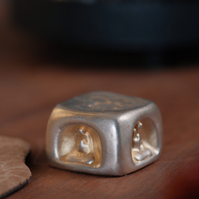 纯银盖置纯手工999纯银创意茶宠摆件 日式盖置 壶盖架茶道配件