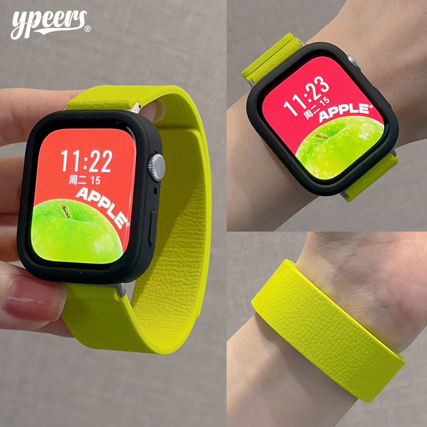 适用华为fit3/4pro手表荔枝纹理硅胶软磁吸表带搭配保护软壳男女