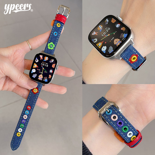ypeers牛仔花花细款fit3表带