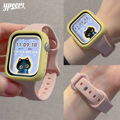 适用华为fit34pro手表专用小蛮腰细款液态硅胶表带搭配保护软壳女