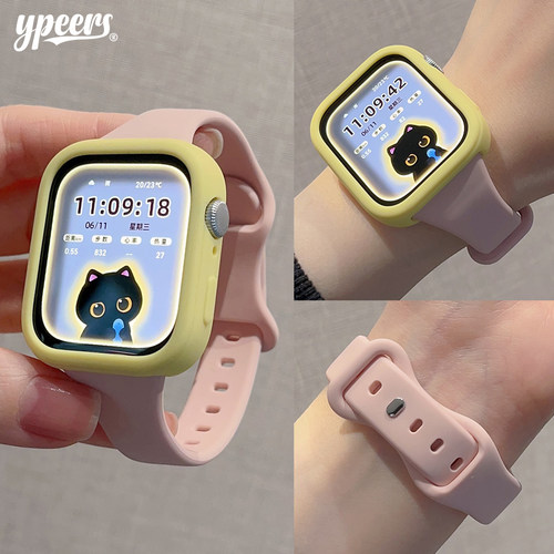 适用华为fit34pro手表专用小蛮腰细款液态硅胶表带搭配保护软壳女