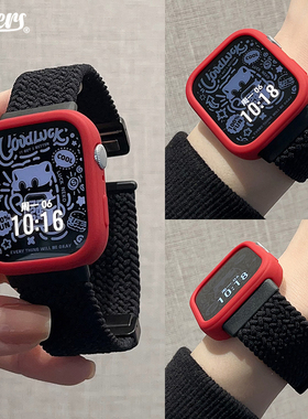 适用华为fit34pro手表弹力编织磁吸搭扣款腕带新年红保护软壳男女