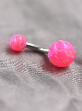 925纯银防过敏粉红色澳宝脐钉 欧美性感时尚肚脐环