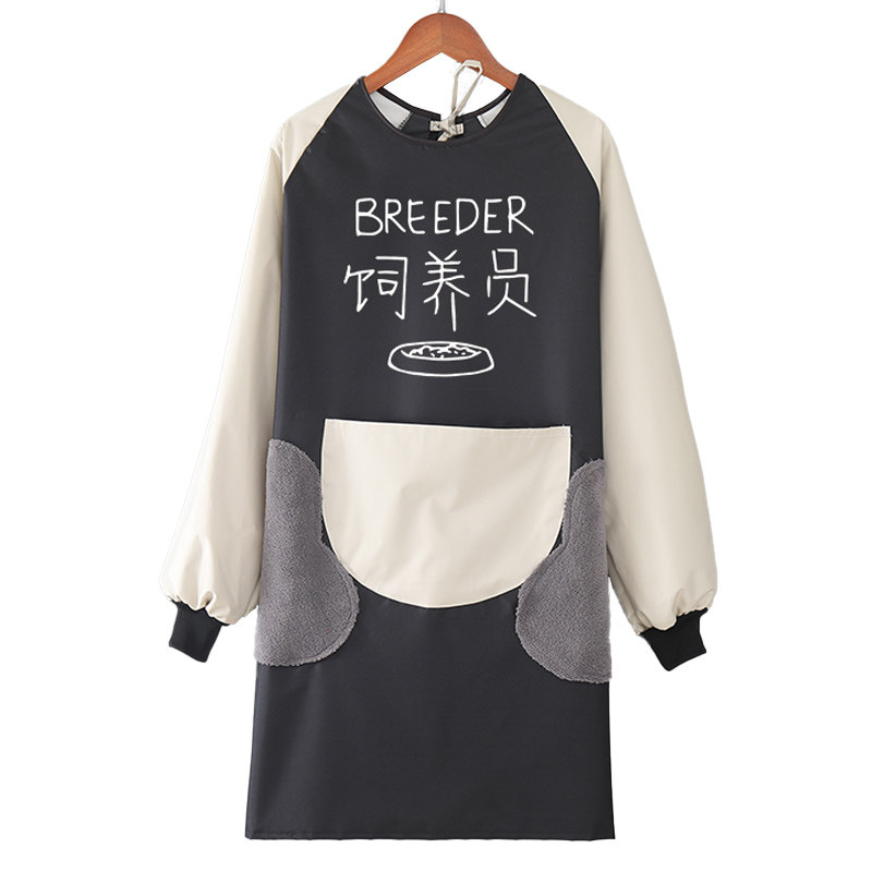 长袖围裙家用厨房罩衣外套家里家外网红工作服女防水防油餐饮专用