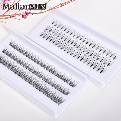 自然分段式假睫毛尾部磨尖仙子妆浓密纤长嫁接单簇交叉鱼尾假睫毛