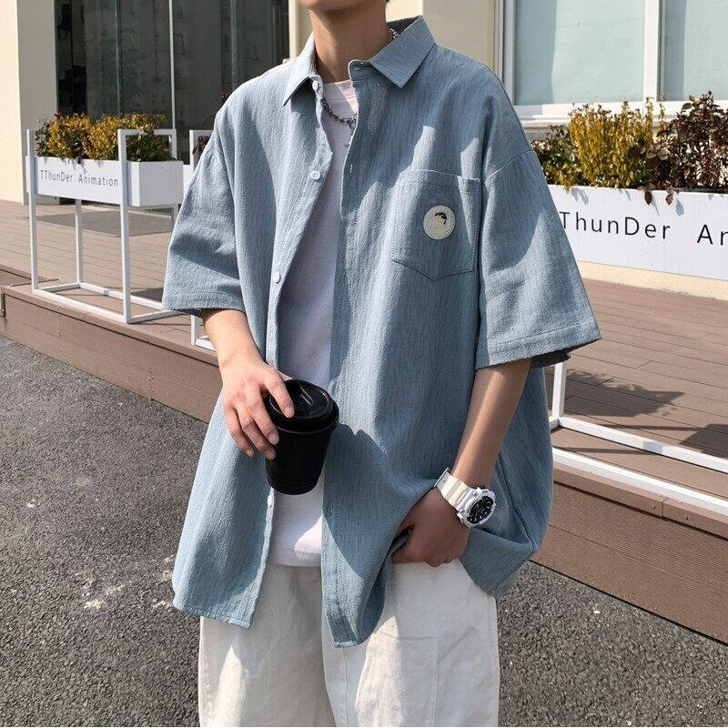 夏天长袖衬衫男冰丝薄款高个子加长版大码200斤宽松防晒衬衣外套