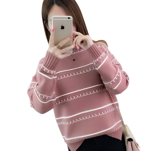 高领毛衣女冬季新款2026加绒加厚保暖韩版宽松短款外穿学生打底衫