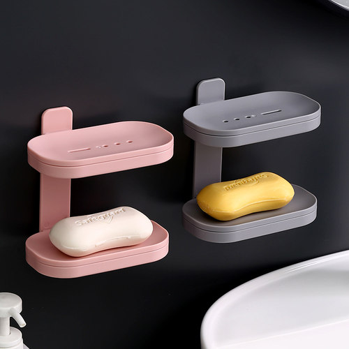 免打孔壁挂式大号沥水双层肥皂盒