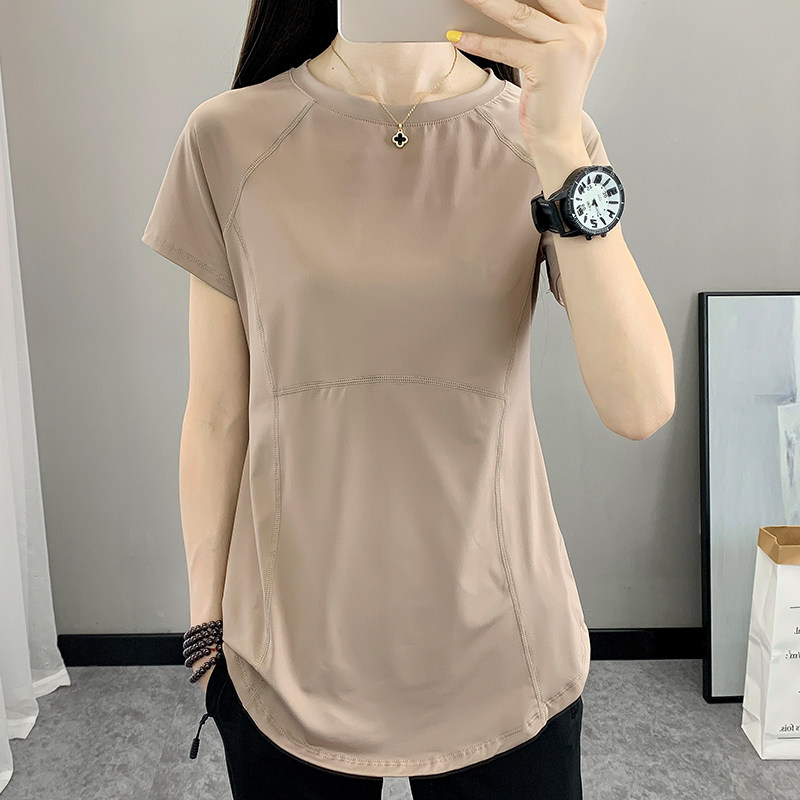 大码瑜伽运动跑步速干短袖t恤女