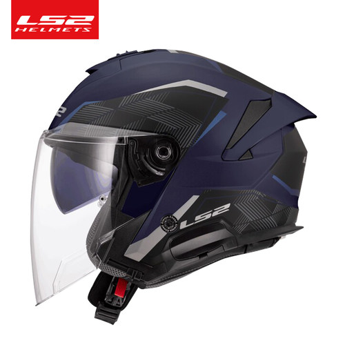 LS2 OF618摩托车半盔双镜片四分之三盔大码通勤电动车头盔踏板
