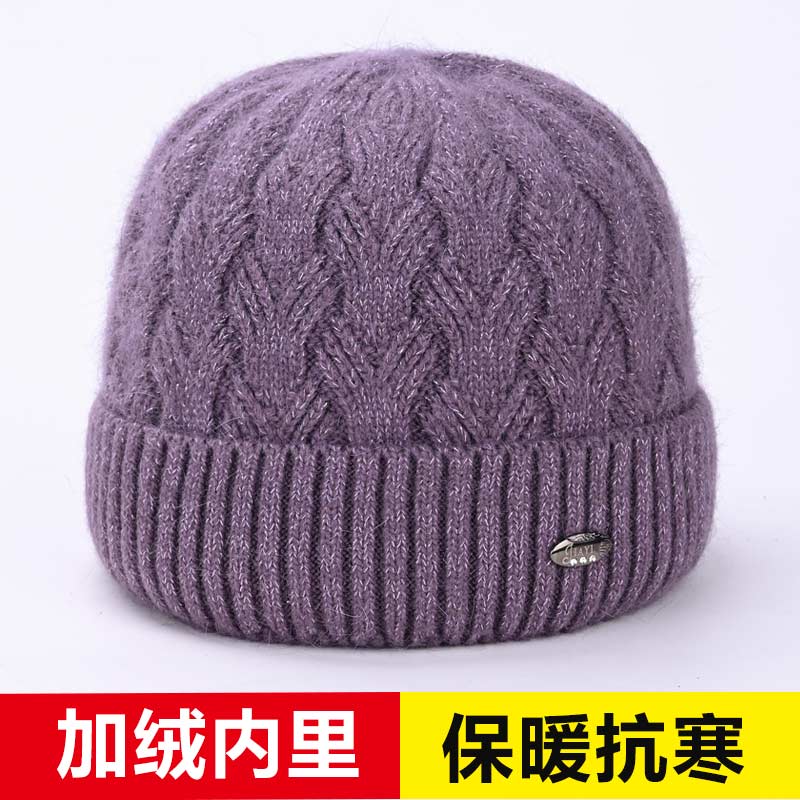 毛线帽秋冬加绒保暖防寒棉帽护耳
