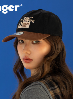 INGER原创设计 红棕色刺绣美式复古显脸小拍照鸭舌帽子韩涂鸦搭配