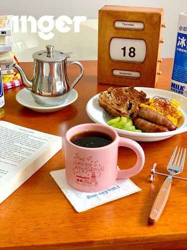 粉色陶瓷马克杯礼物原创咖啡杯