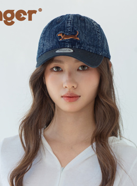 官方INGER原创腊肠小狗牛仔棒球帽软帽美式拼接可调节搭配鸭舌帽