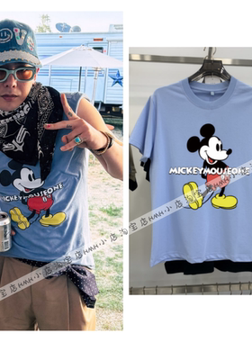 GD权志龙ins同款pmo米奇联名印花短袖纯棉男女T恤上衣服潮2025新