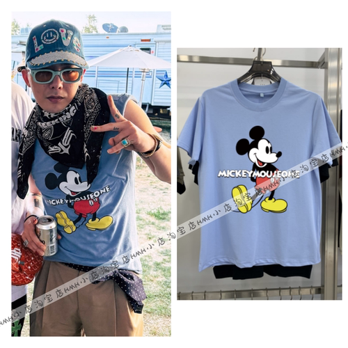 GD权志龙ins同款pmo米奇联名印花短袖纯棉男女T恤上衣服潮2025新