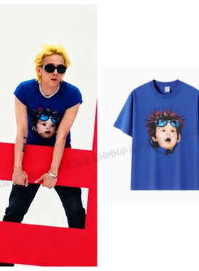 BIGBANG权志龙GD同款BIIIG MV朋克小男孩印花短袖纯棉T恤上衣服