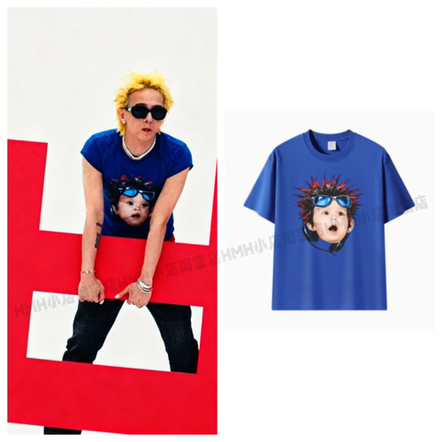 BIGBANG权志龙GD同款BIIIG MV朋克小男孩印花短袖纯棉T恤上衣服