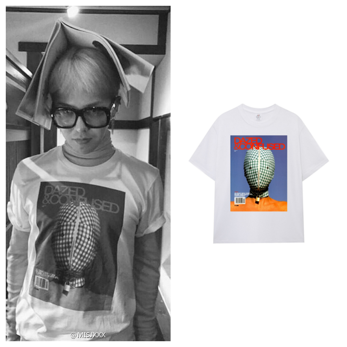 GD权志龙INS同款杂志个性人物印花复古欧美短袖纯棉白色男女T恤