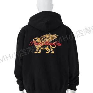 GD权志龙INS同款飞天狮子联名PMO连帽男女秋冬2024新款卫衣外套潮