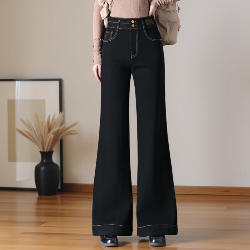 加绒阔腿牛仔裤女2024年新款秋冬高腰宽松加厚女裤大喇叭拖地裤子,女装/女士精品,牛仔裤,淘宝优惠券,粉丝福利购,淘宝优惠卷