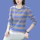 t恤女士纯棉秋季 新款 中年妈妈装 条纹长袖 上衣宽松遮肚内搭打底衫