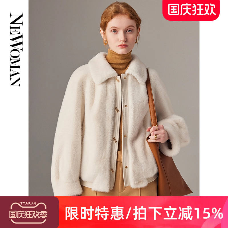 天鹅绒水貂绒皮毛一体外套女皮草