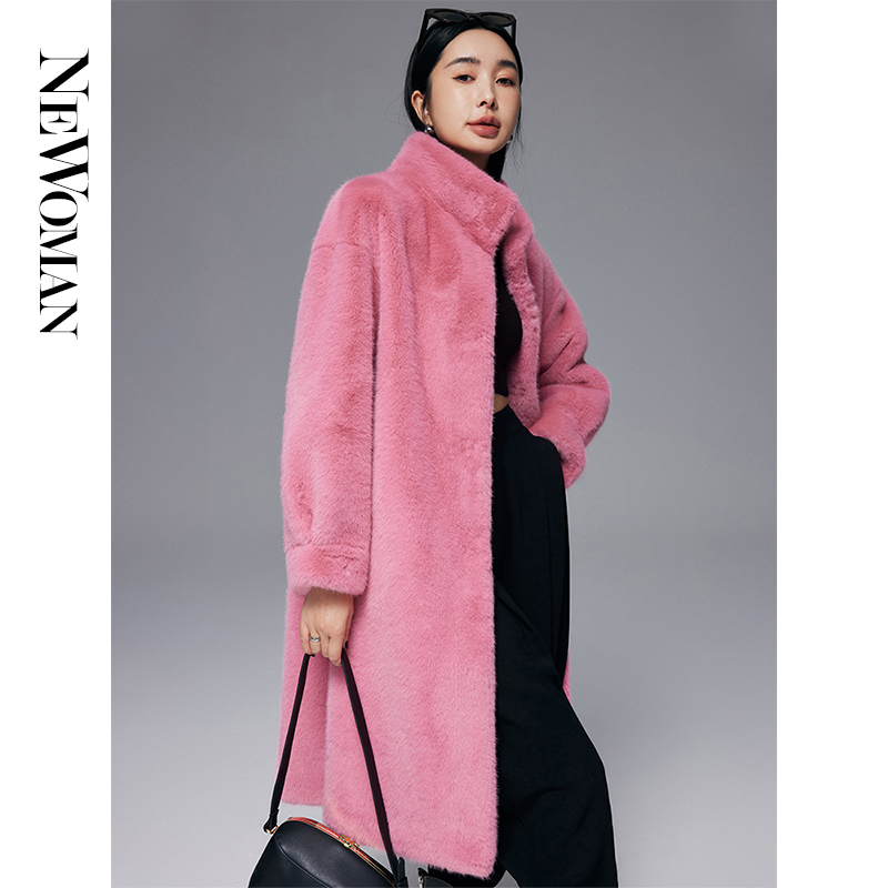 水貂绒皮毛一体外套女皮草大衣