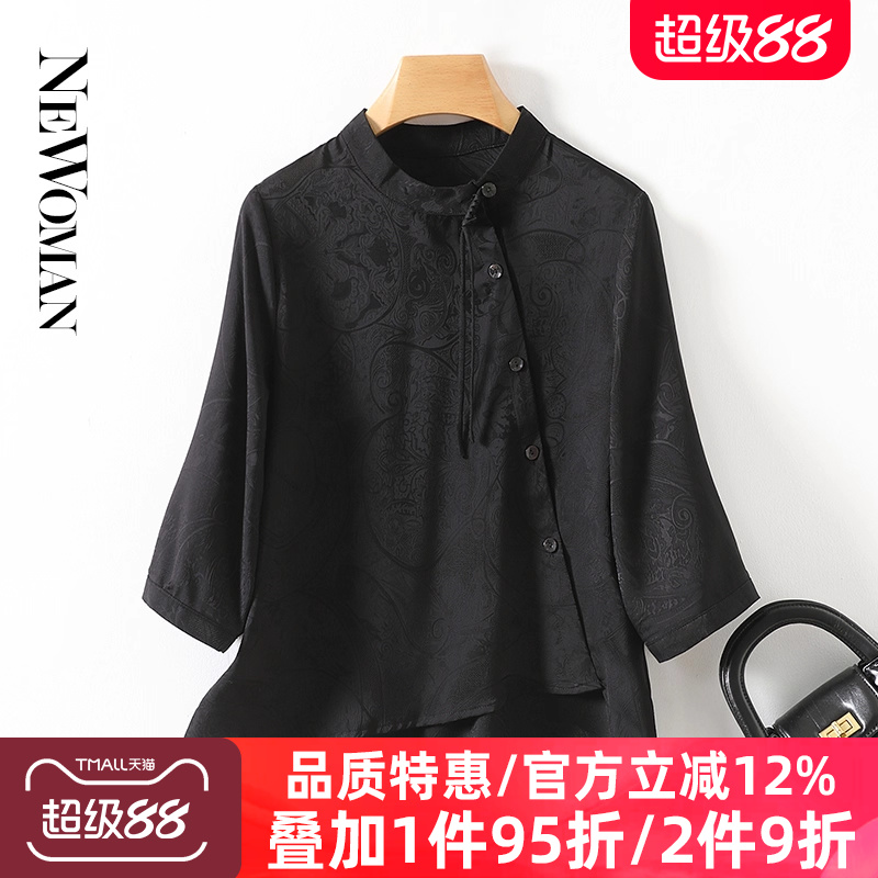 新中式香云纱仿真丝衬衫女妈妈装