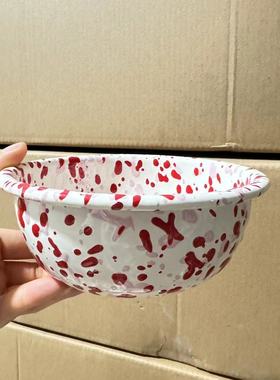 【拍一发二】出韩国 红粉 内外泼墨酸奶碗 家用餐具燕麦碗带盖子