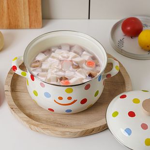 搪瓷汤锅双耳大肚缸猪油罐大容量多功能和面盆高颜值家用食品级鼓