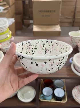 【拍一发二】出韩国黑粉内外泼墨酸奶碗小碗餐具家用燕麦碗带盖子