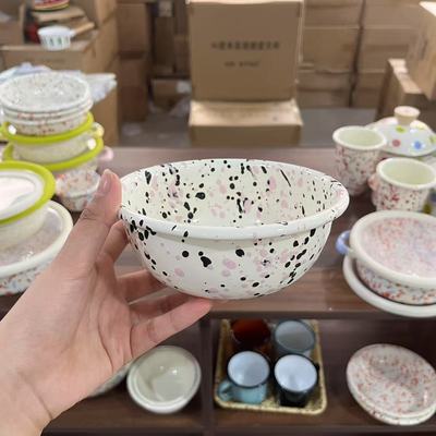 【拍一发二】出韩国黑粉内外泼墨酸奶碗小碗餐具家用燕麦碗带盖子