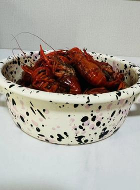 【颜值好物】高颜值厨房家用 内外泼墨18cm双耳芝士锅创意奶锅