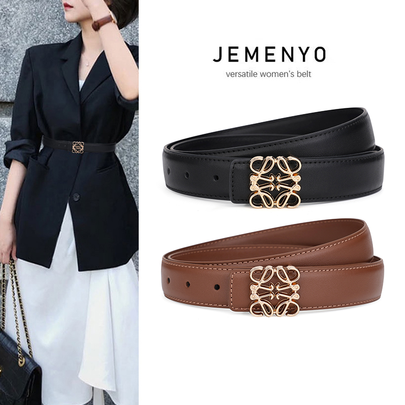 女士真皮腰带搭配西装牛仔裤气质