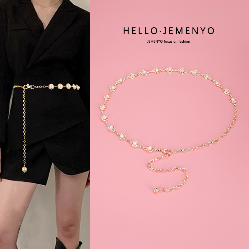 金属链条女水钻百搭装饰腰带潮配连衣裙子皮带腰链小香风2025新款