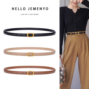 黑色裤 饰皮带复古百搭2025夏季 带 连衣裙子装 细腰带女士真皮配西装