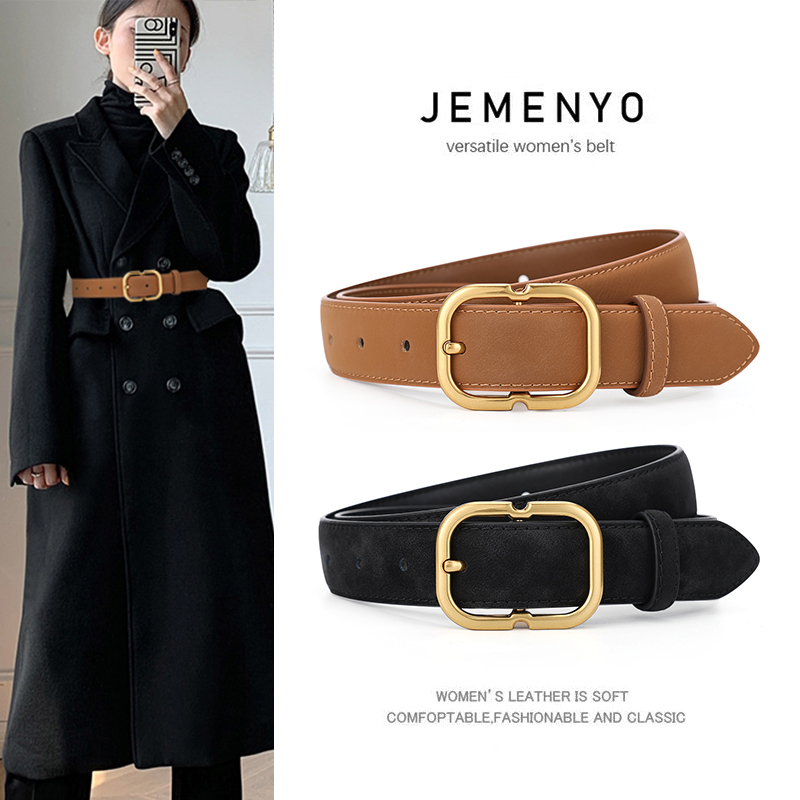 真皮腰带女款仿麂皮绒面复古