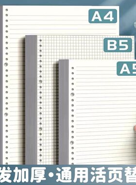 加厚活页本替芯26孔b5活页本内芯20孔a5活页纸笔记本手账本替换芯