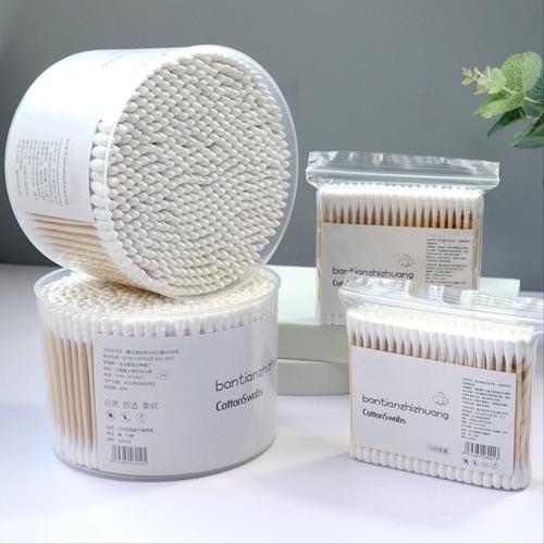 双头棉签清洁用棉棒掏耳朵家用一次性尖头竹棒棉球卫生棉卸妆盒装