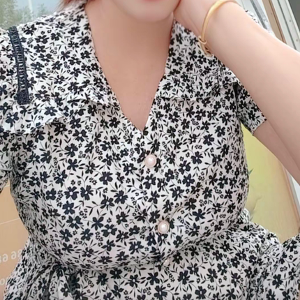 减龄碎花夏季连衣裙气质修身显瘦中裙LX230102