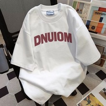 2025年夏季新款宽松字母印花短袖T恤男欧美式ins潮牌街头重磅体恤