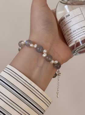 法式气质淡水珍珠手串月光石手链