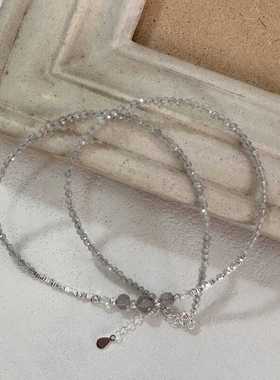 百搭拉长石小众通体项链S925纯银