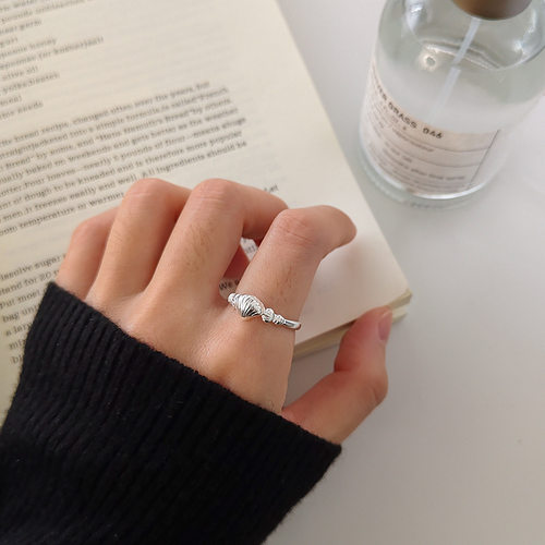 贝壳设计开口珍珠戒指S925银指环