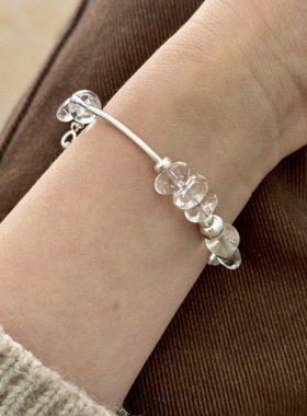 气质白水晶韩系S925银手链女手串